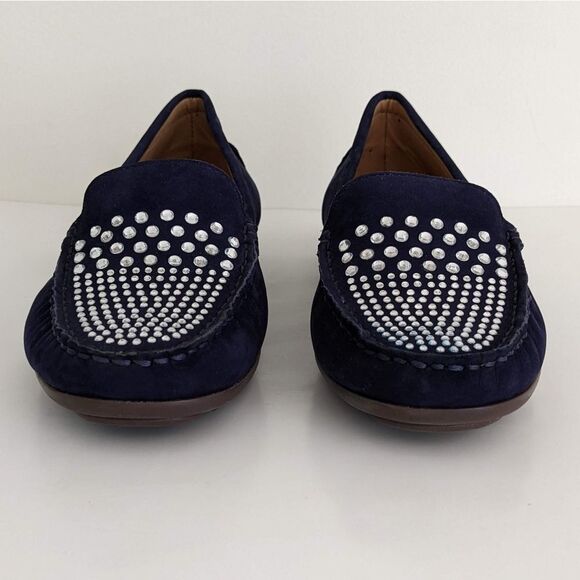 Wirth Navy Blue Suede Rhinestone Loafers Moccasins Flats Women's 8 - Picture 5 of 10